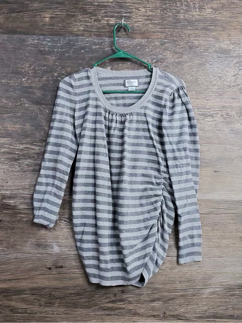 Motherhood Maternity Gray & Light Gray Striped Maternity Sweater
